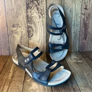 Abeo black leather women’s sandals.